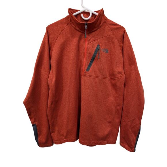 The North Face Orange 1/4 Zip Pullover Sweater Jacket Size XL Men's - Picture 1 of 8